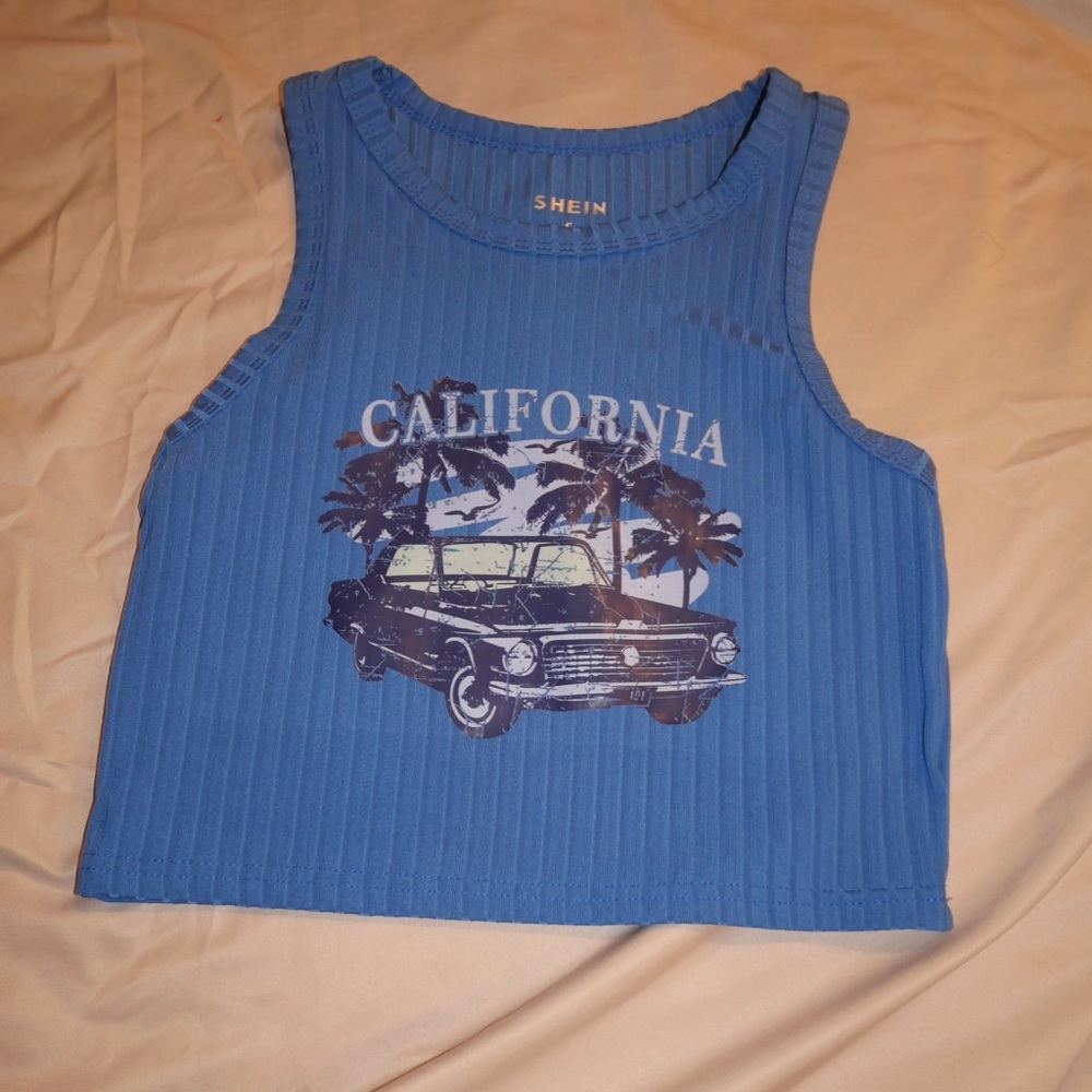 SHEIN Blue graphic Crop Size Small
